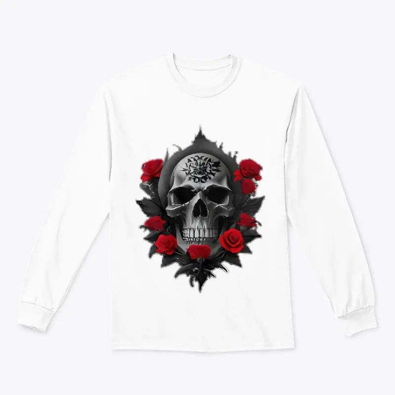 Skull with red roses