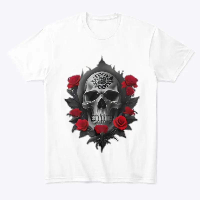 Skull with red roses