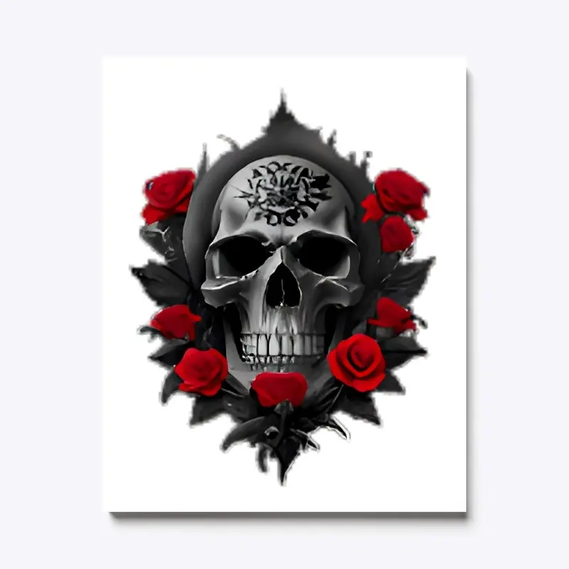 Skull with red roses