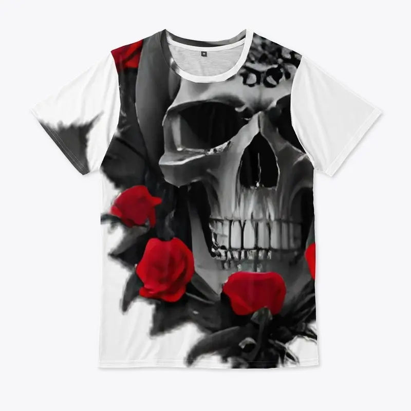 Skull with red roses