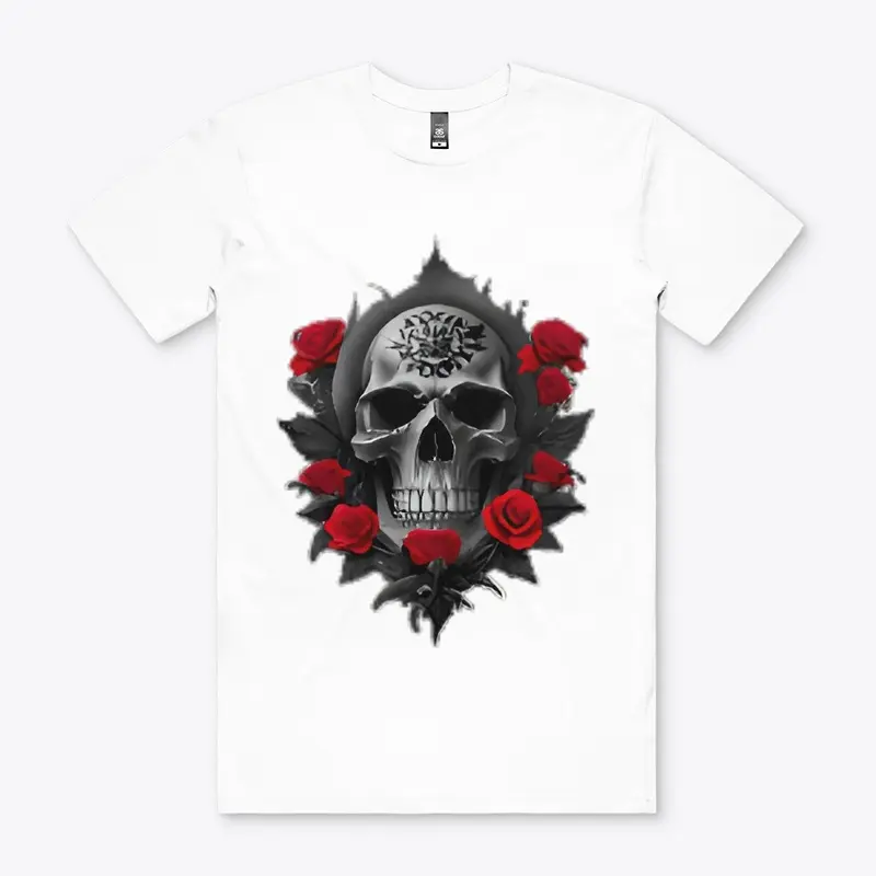 Skull with red roses