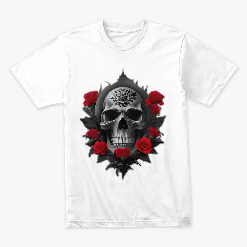 Skull with red roses