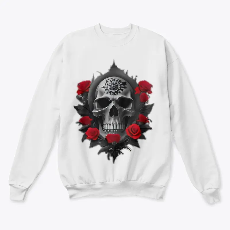 Skull with red roses