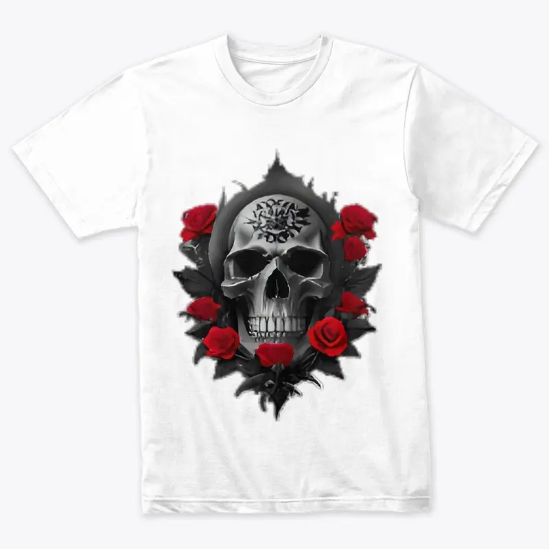 Skull with red roses