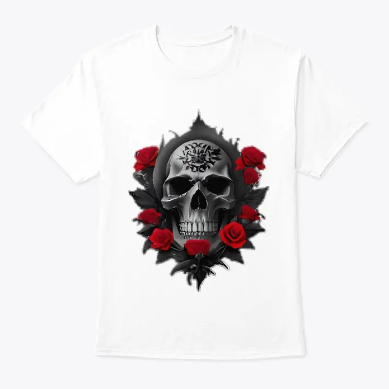 Skull with red roses