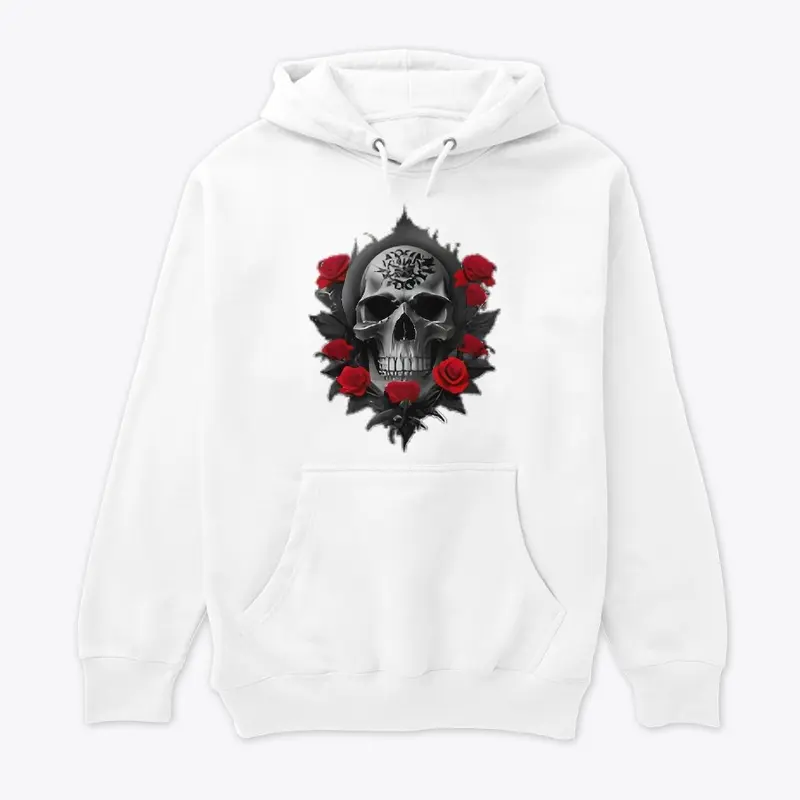 Skull with red roses